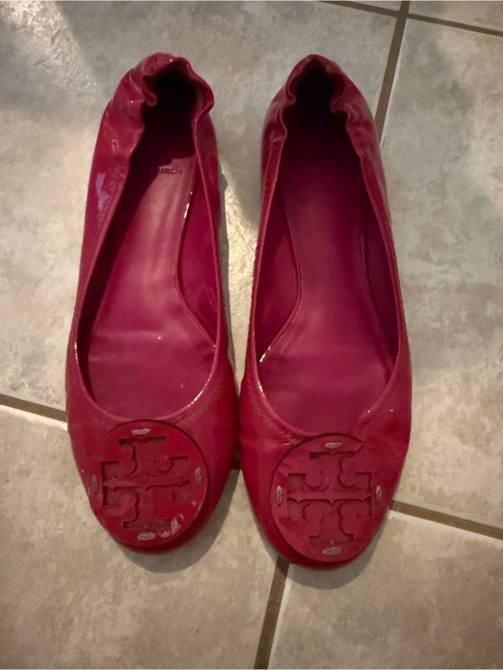 Vintage Tory Burch Patent Pink Logo Ballet Flats